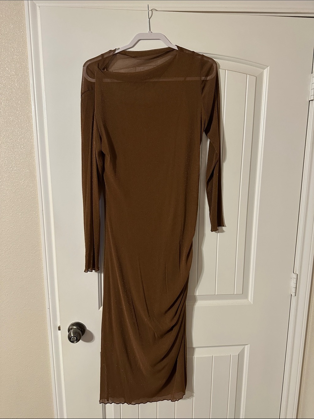 Pinkblush Brown Long-Sleeve Midi Dress